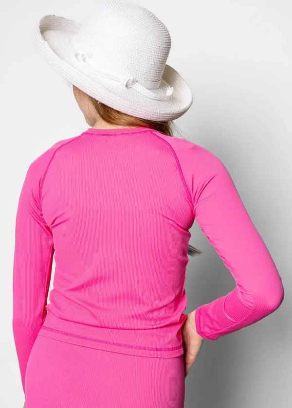Ribbed Azalea Pink | Youth Rashguard Top (Unisex)