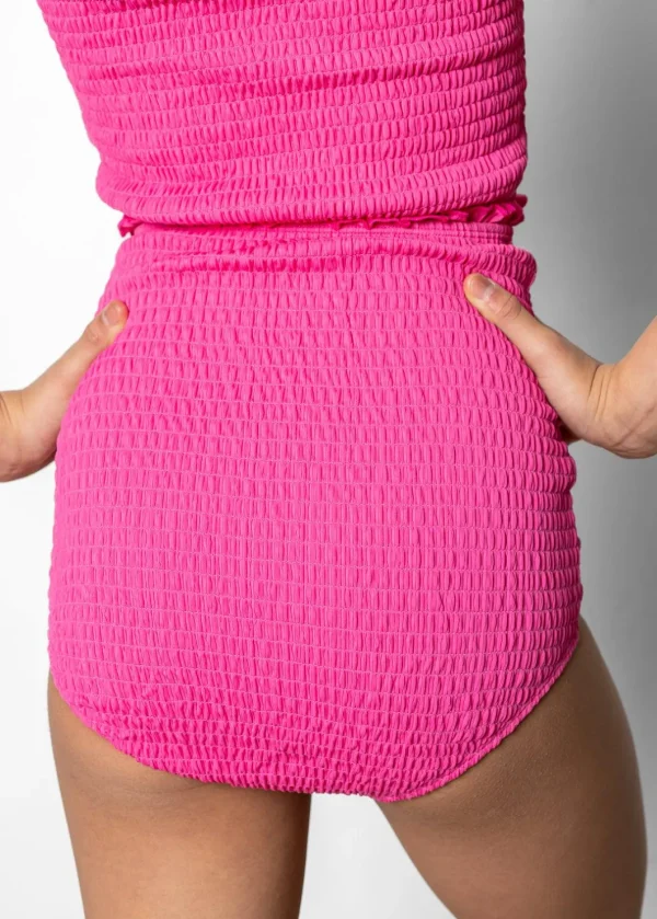 Ribbed Azalea Pink | Youth Smocked Bottoms