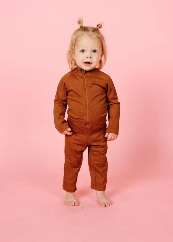 Ribbed Caramel | Baby Rashguard One-Piece (Unisex)