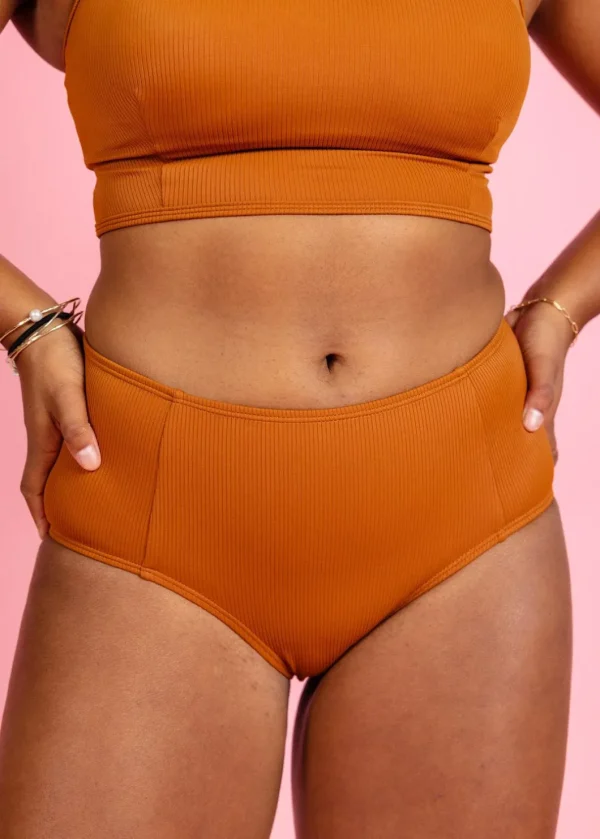 Ribbed Caramel | Mid-Rise Bottoms