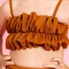 Ribbed Caramel | Mini Oversized Ruffle Top