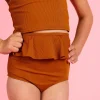Ribbed Caramel | Mini Peplum Bottoms