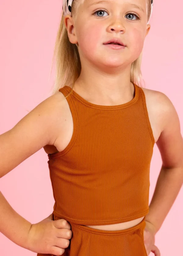 Ribbed Caramel | Mini Racer Back Top