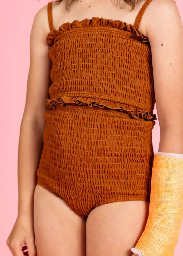 Ribbed Caramel | Mini Smocked Bottoms