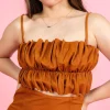 Ribbed Caramel | Oversized Ruffle Top