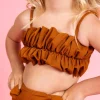 Ribbed Caramel | Youth Oversized Ruffle Top