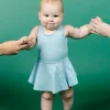Ribbed Dusty Light Blue | Baby Skirted One-Piece