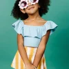 Ribbed Dusty Light Blue | Mini Ruffled Around Top