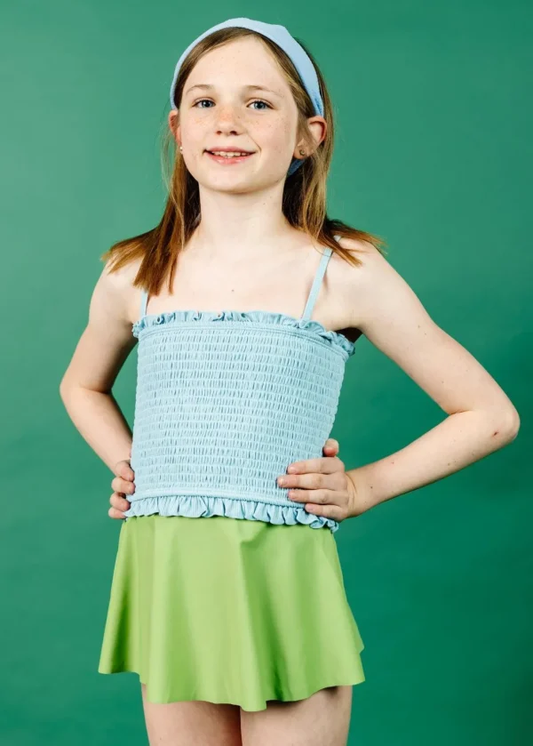 Ribbed Dusty Light Blue | Youth Bandeau Top