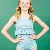 Ribbed Dusty Light Blue | Youth All Ruffled Up Bottoms