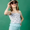Ribbed Dusty Light Blue | Youth Mid-Ruffle Bottoms