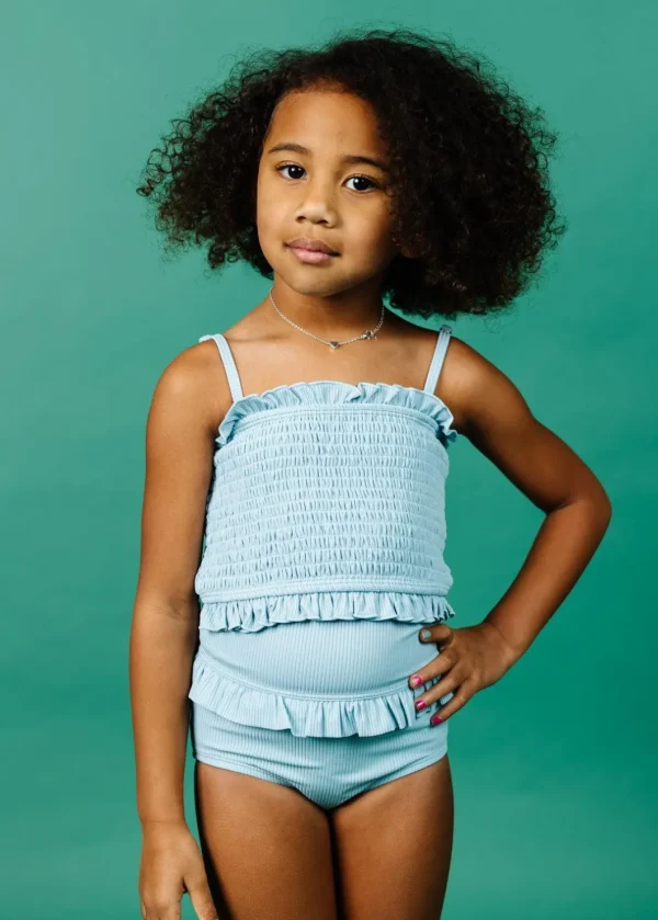 Ribbed Dusty Light Blue | Mini Bandeau Top