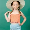 Ribbed Dusty Light Blue | Mini Down in Front Ruffle Bottoms