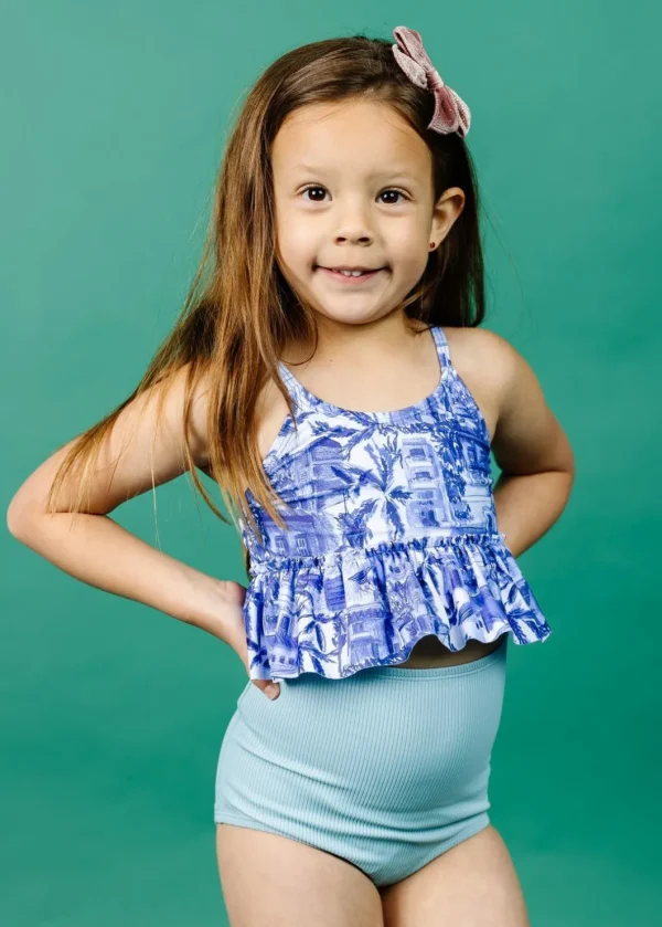 Ribbed Dusty Light Blue | Mini High-Waisted Bottoms