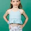 Ribbed Dusty Light Blue | Mini Peplum Top