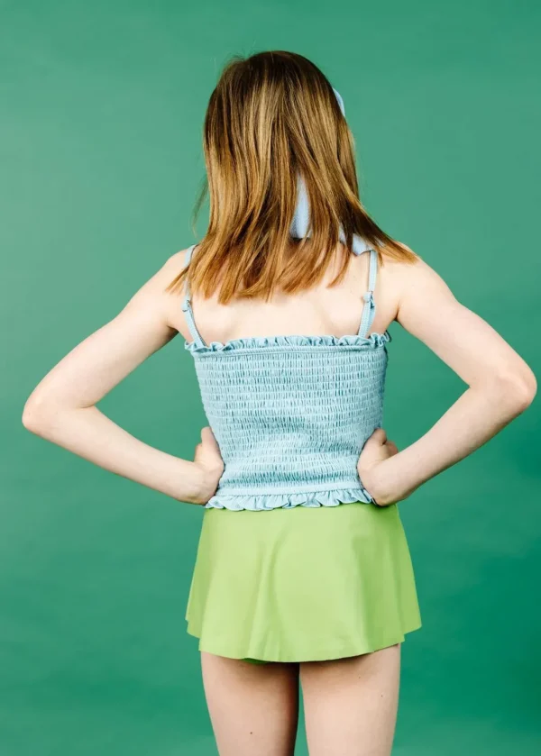 Ribbed Dusty Light Blue | Youth Bandeau Top
