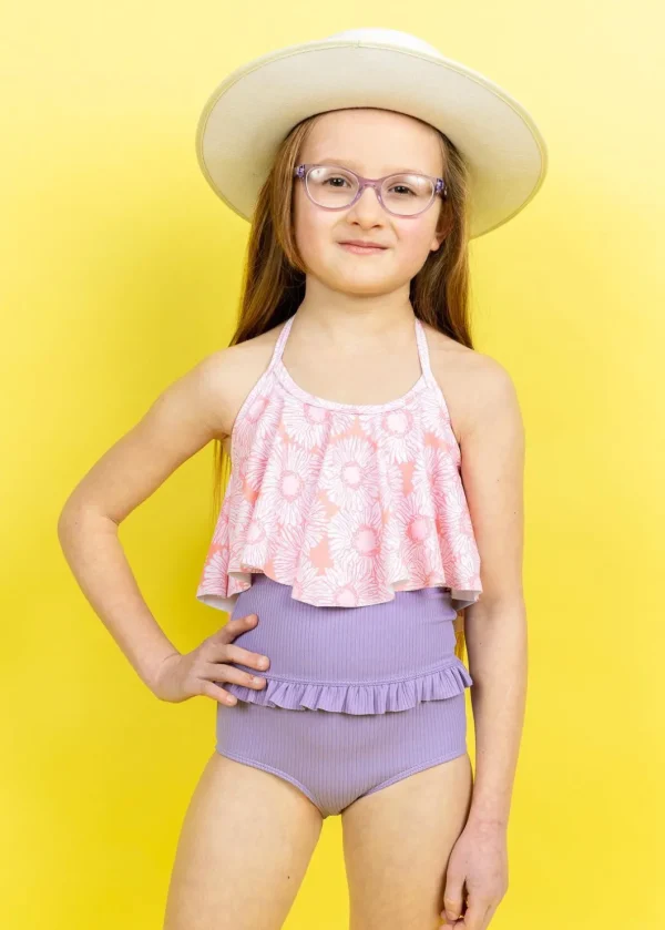 Ribbed Dusty Purple | Mini Mid-Ruffle Bottoms