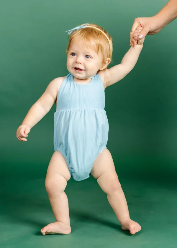Ribbed Fresh Blue | Baby Romper One-Piece
