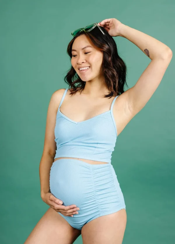 Ribbed Fresh Blue | Maternity Bottoms