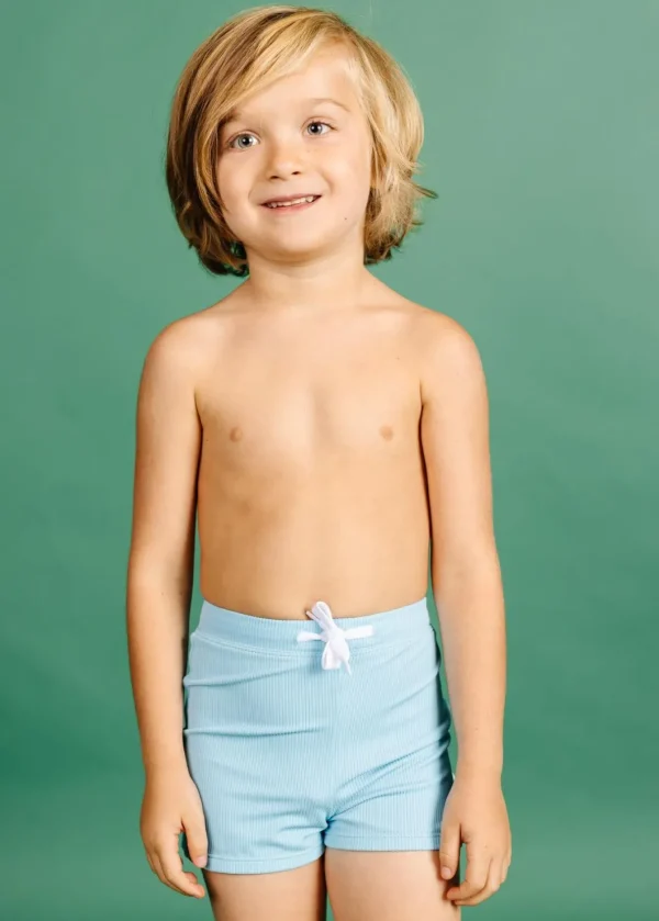 Ribbed Fresh Blue | Mini Euro Shorts