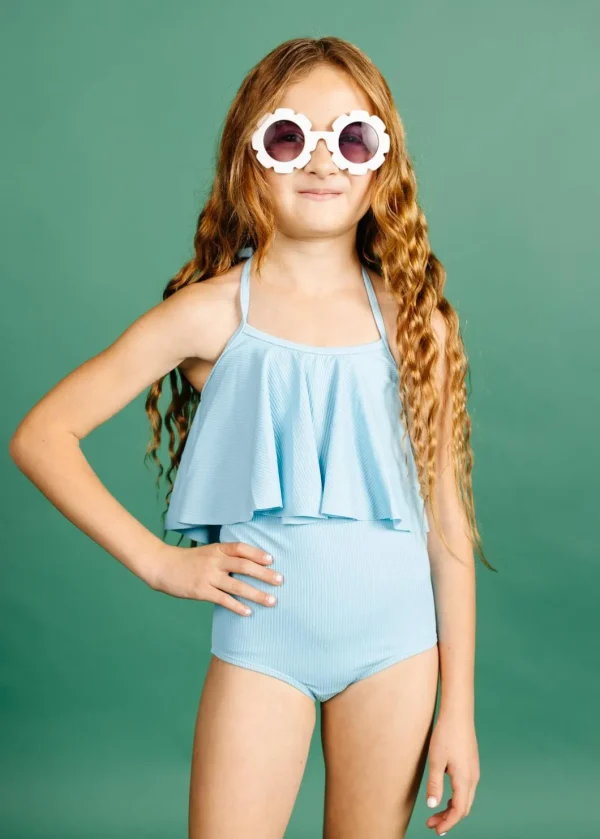 Ribbed Fresh Blue | Mini High-Waisted Bottoms