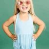 Ribbed Fresh Blue | Mini Romper One-Piece