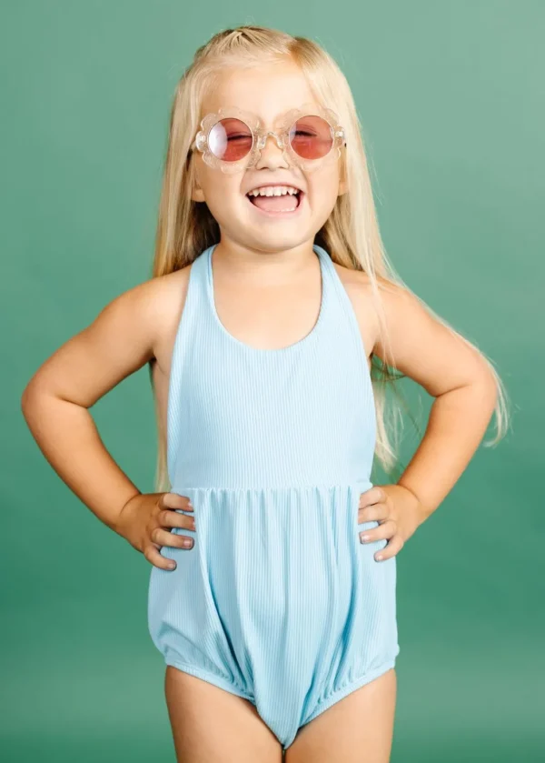 Ribbed Fresh Blue | Mini Romper One-Piece