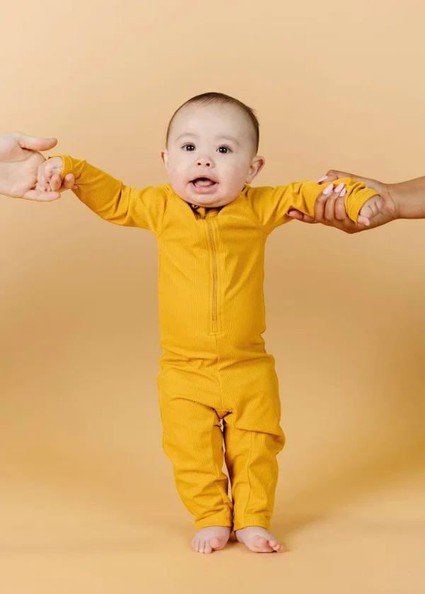 Ribbed Golden | Baby Rashguard One-Piece (Unisex)
