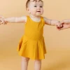Ribbed Golden | Baby Skirted One-Piece