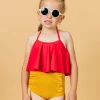 Ribbed Golden | Mini Down in Front Ruffle Bottoms