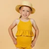 Ribbed Golden | Mini Peplum Top