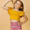 Ribbed Golden | Mini Ruffled Around Top