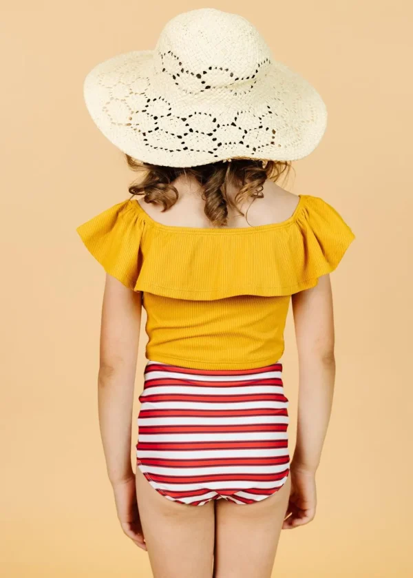 Ribbed Golden | Mini Ruffled Around Top