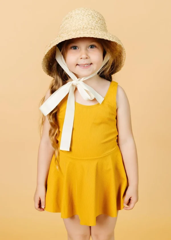 Ribbed Golden | Mini Skirted One-Piece