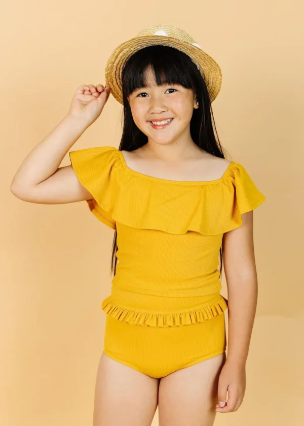 Ribbed Golden | Youth Mid-Ruffle Bottoms