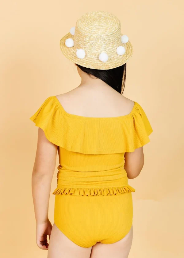 Ribbed Golden | Youth Mid-Ruffle Bottoms