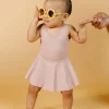 Ribbed Light Mauve | Baby Skirted One-Piece