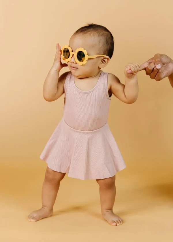 Ribbed Light Mauve | Baby Skirted One-Piece