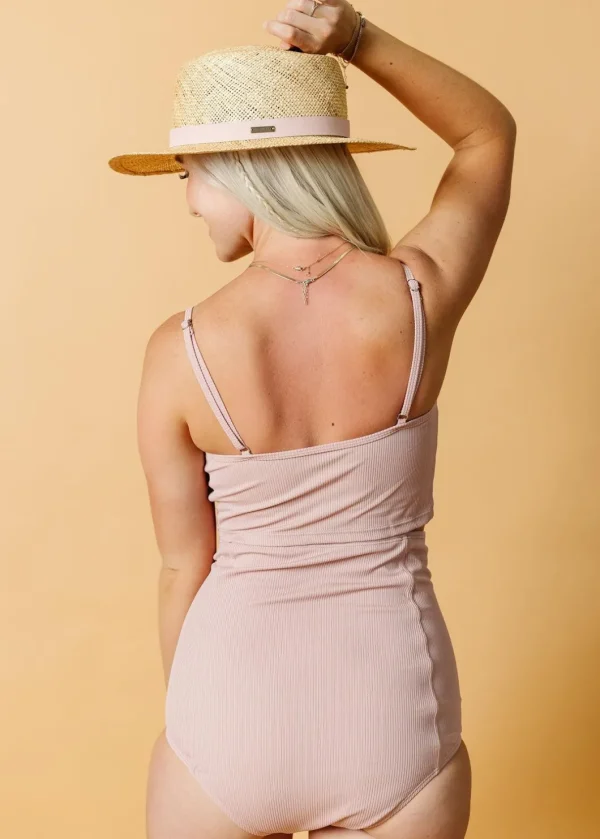 Ribbed Light Mauve | Extended High-Waisted Bottoms
