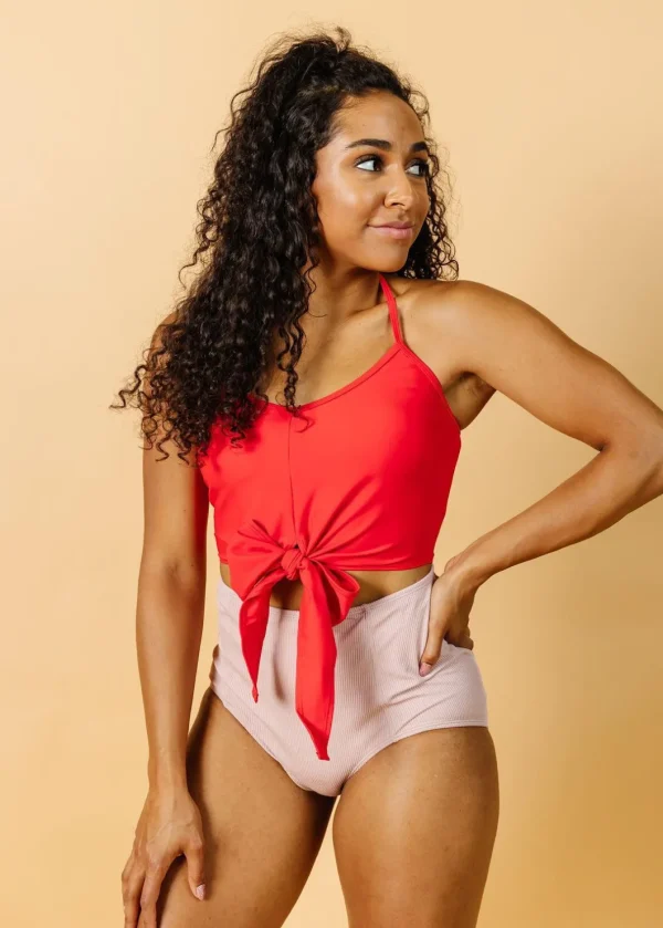 Ribbed Light Mauve | High-Waisted Bottoms