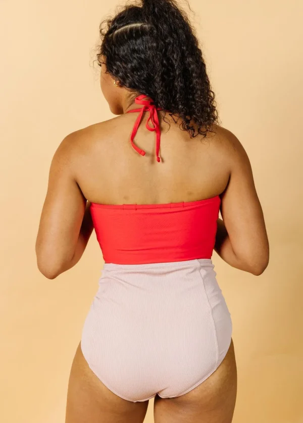 Ribbed Light Mauve | High-Waisted Bottoms