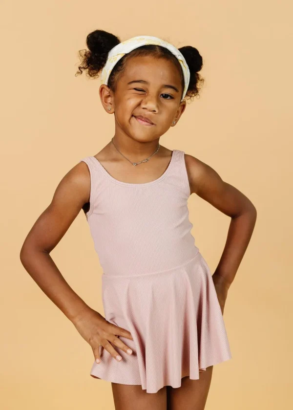 Ribbed Light Mauve | Mini Skirted One-Piece