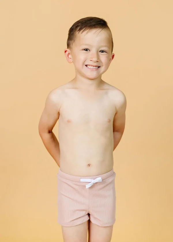 Ribbed Light Mauve | Mini Euro Shorts