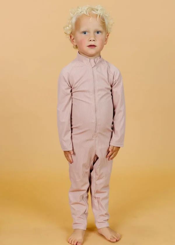 Ribbed Light Mauve | Mini Rashguard One-Piece (Unisex)