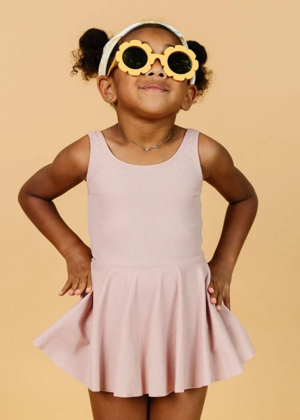 Ribbed Light Mauve | Mini Skirted One-Piece