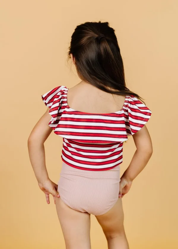 Ribbed Light Mauve | Mini Down in Front Ruffle Bottoms