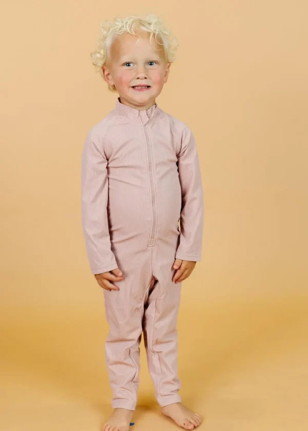 Ribbed Light Mauve | Mini Rashguard One-Piece (Unisex)