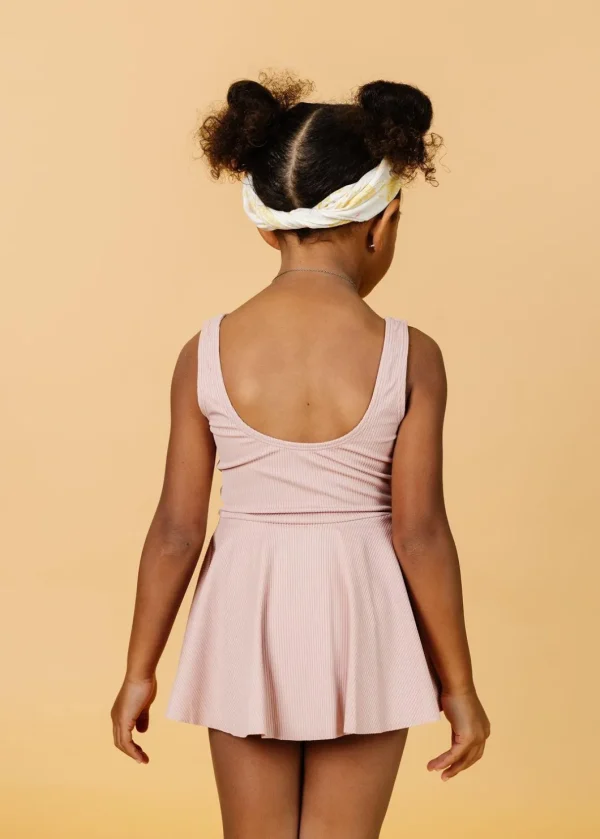 Ribbed Light Mauve | Mini Skirted One-Piece