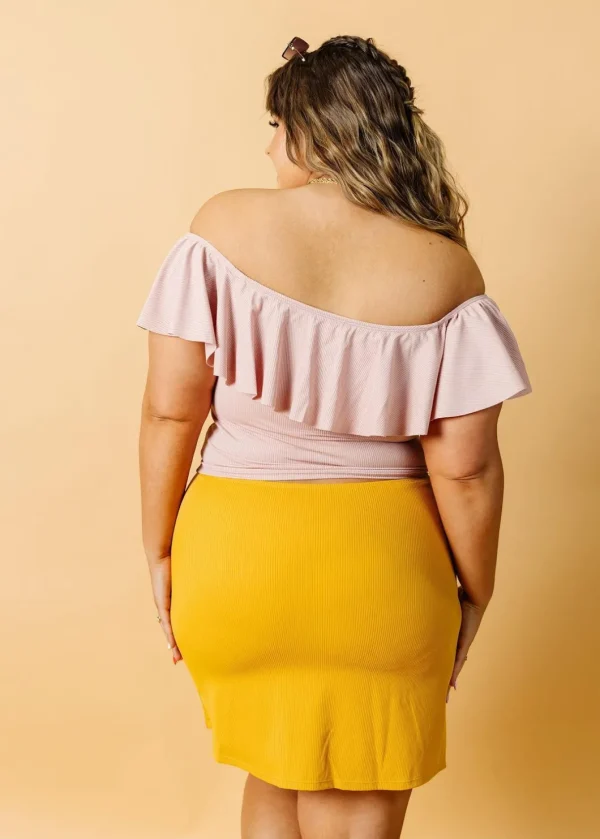 Ribbed Light Mauve | Ruffled Around Top
