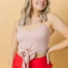 Ribbed Light Mauve | Tied-Up Top